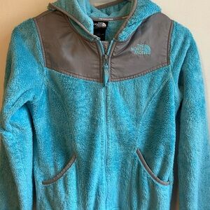 The North Face Turquoise and Gray Hooded Fleece